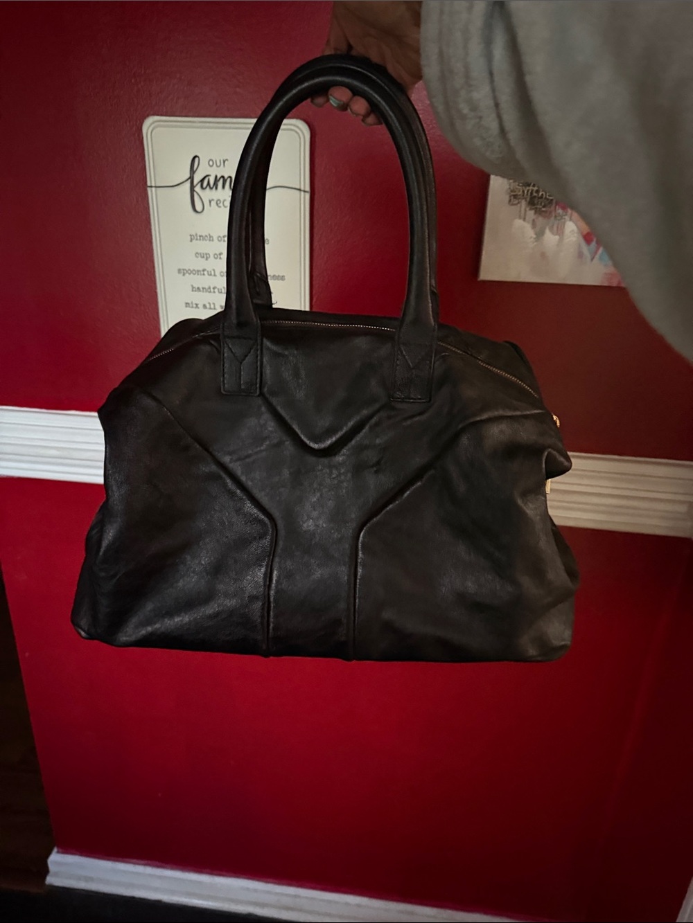 Yves Saint Laurent Black Leather Top-Handle Satchel